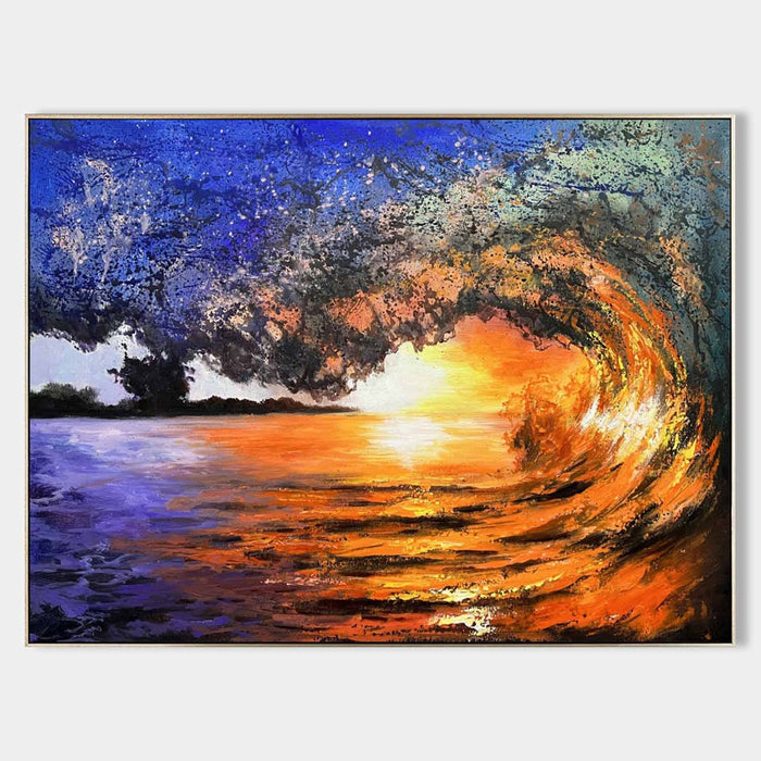 Curling Wave at Golden Sunset