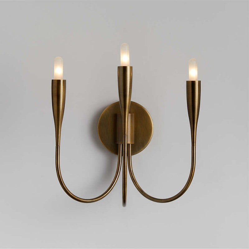 Curved Arm Candelabra Brass Steel Wall Sconce