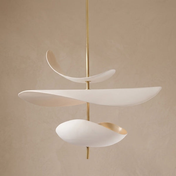 Curved Plaster Blade and Brass Stem Pendant