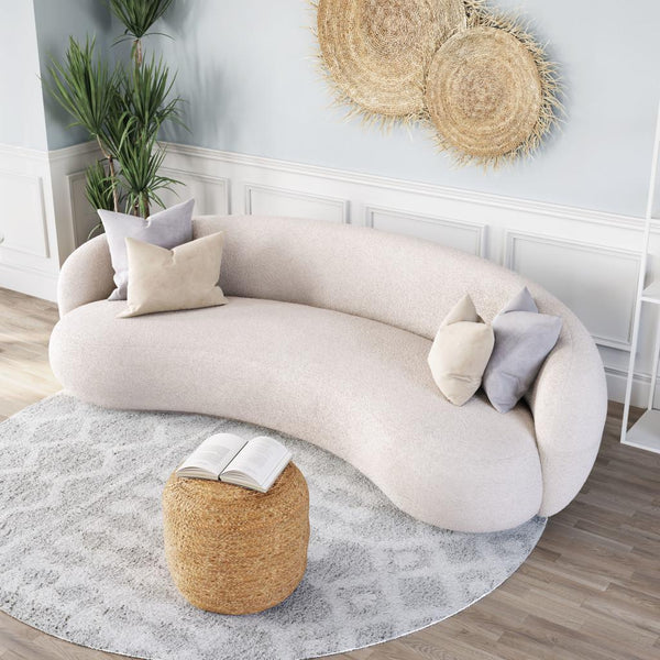 curved boucle sofa