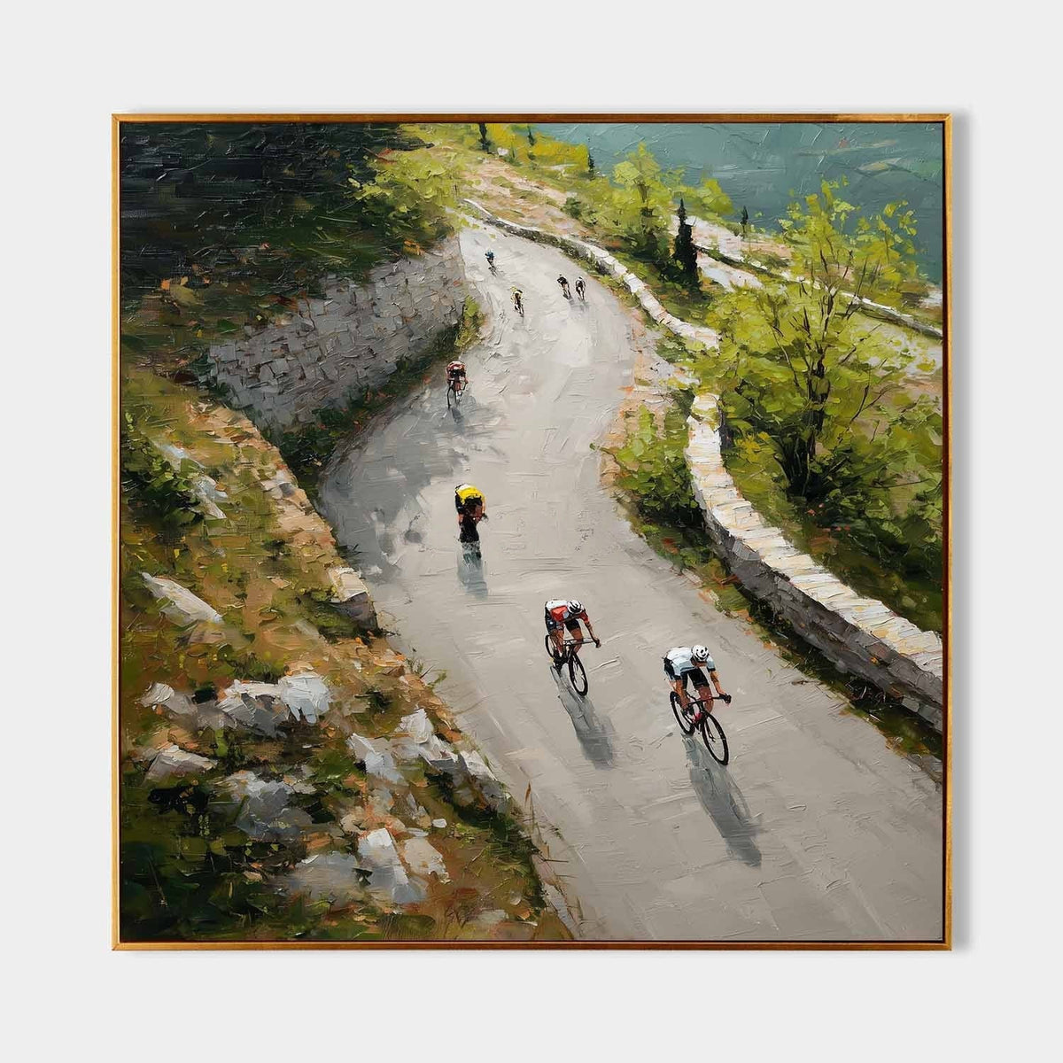Cyclists on a Winding Mountain Road
