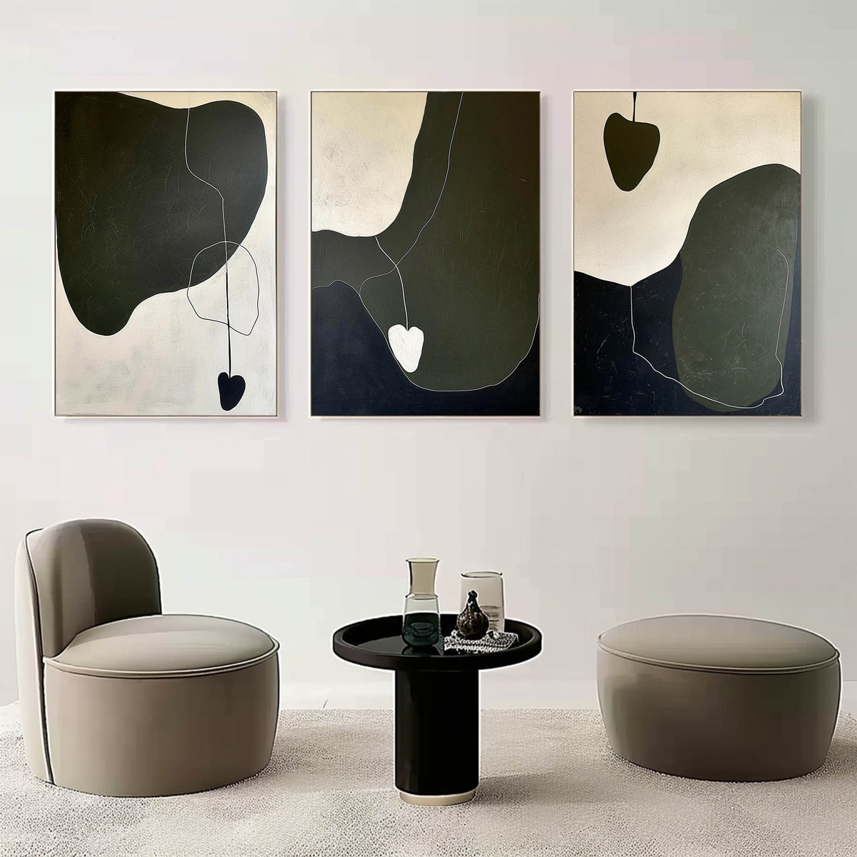 Dark Olive Forms with Drifting Line