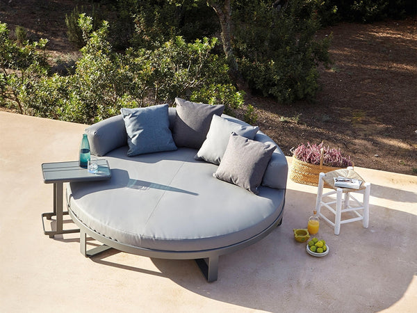 Sofá cama redondo moderno para exteriores: comodidad escultural para espacios contemporáneos + olefina + impermeable