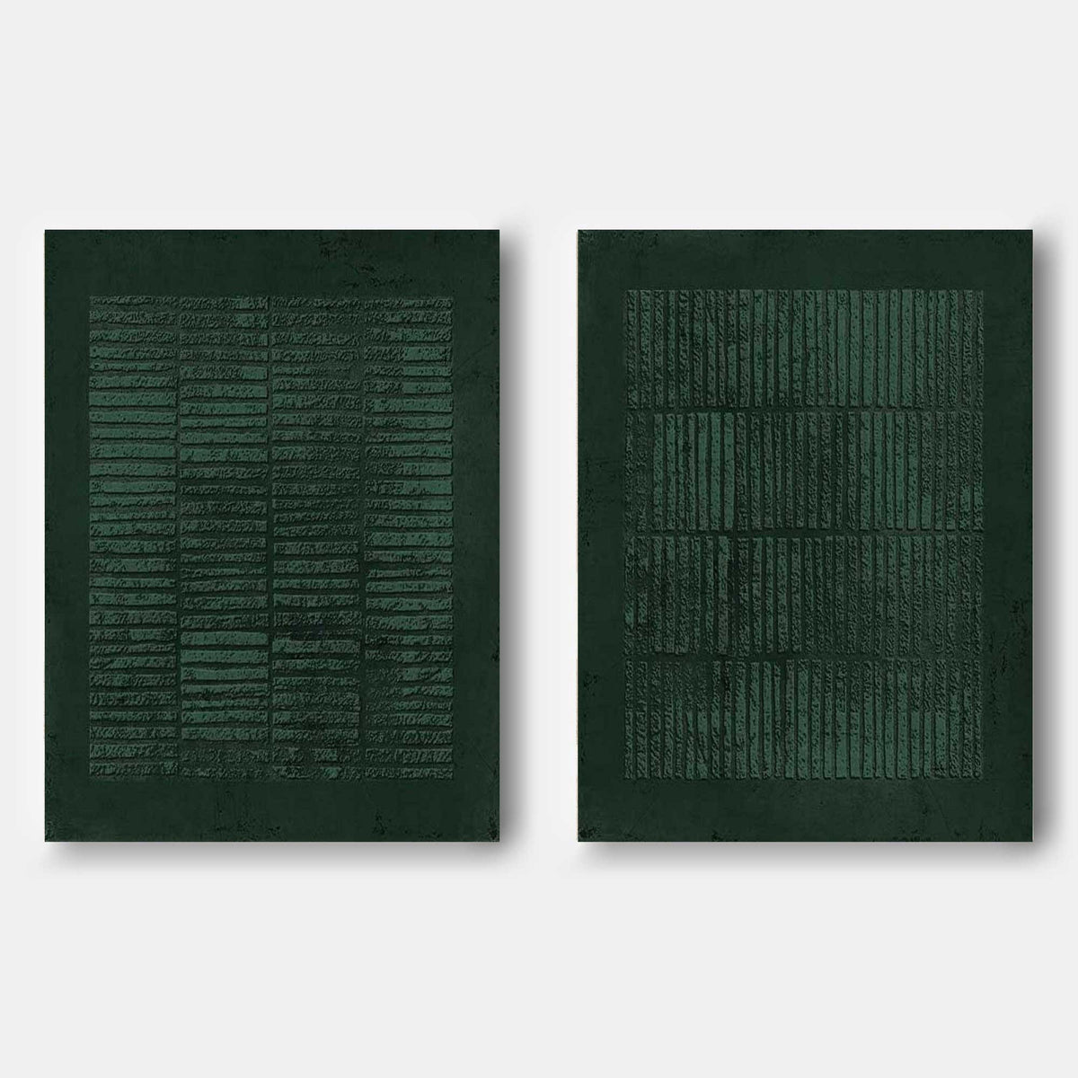Deep Forest Green Textured Grid Pair