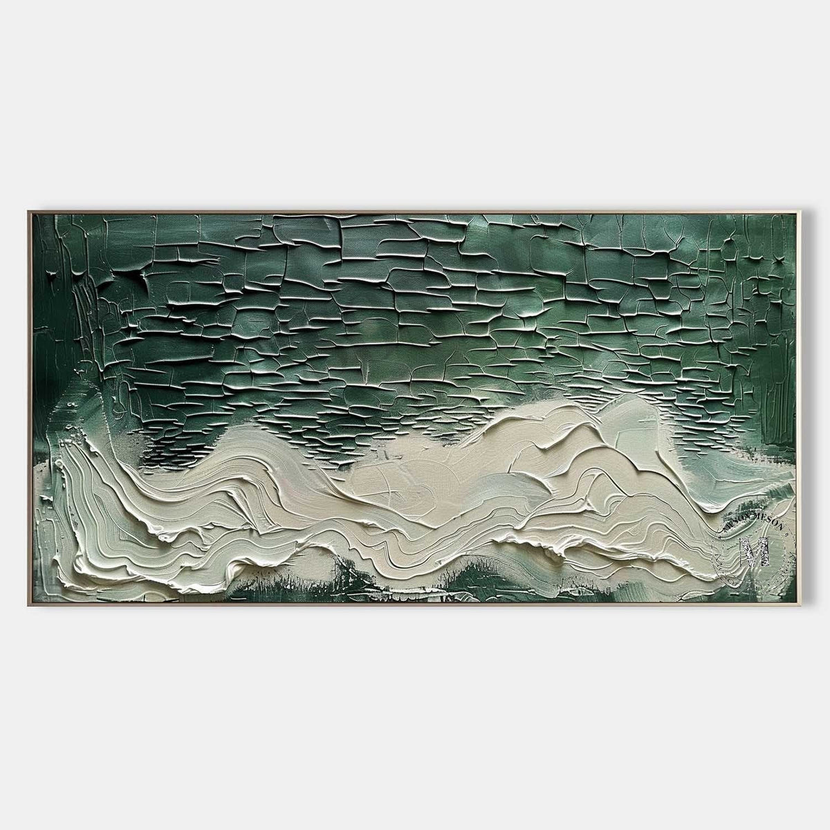 Deep Green Tide in Plaster Relief
