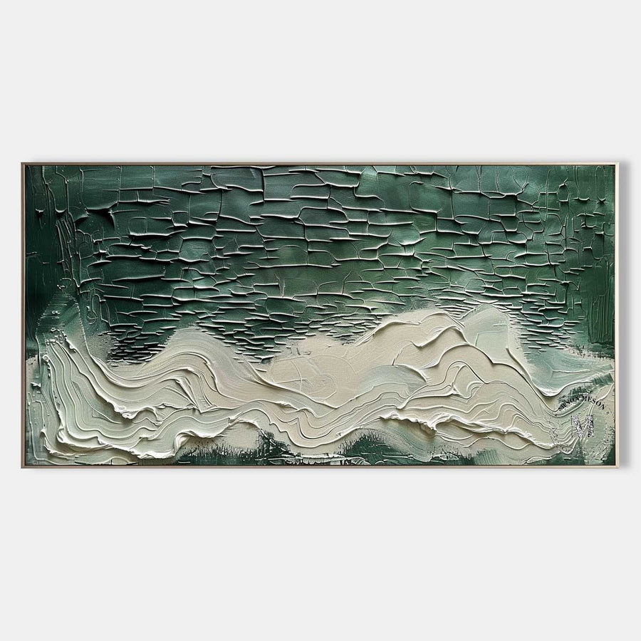 Deep Green Tide in Plaster Relief