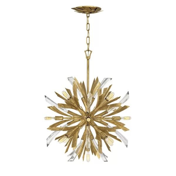 Dense Rounded Crystal Sphere Cluster Gold Chandelier