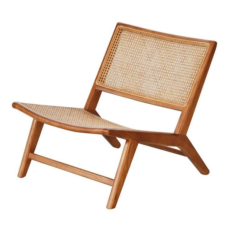Mid-Century Modern Solid wood & Rattan Lounge Chair - Main View