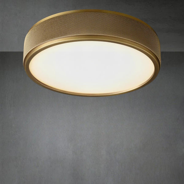 Diamond Knurled Aluminum Frosted Glass Flush Mount