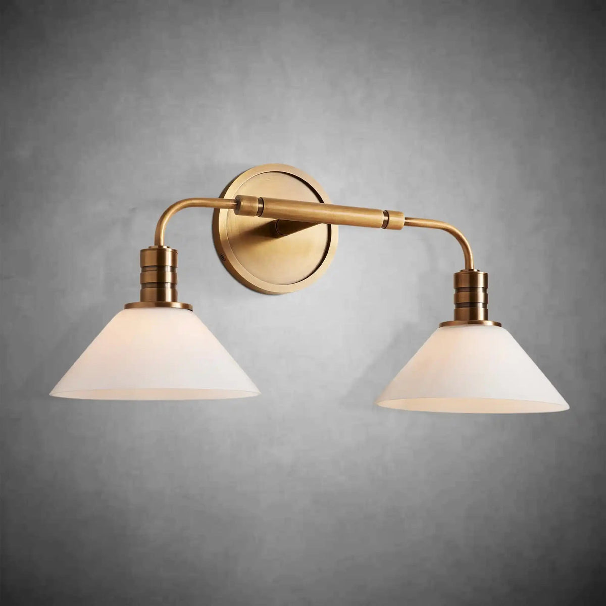 Double Glass Cone Steel Wall Sconce