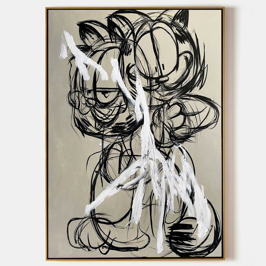 Doubled Cartoon Cat in Black Gesture