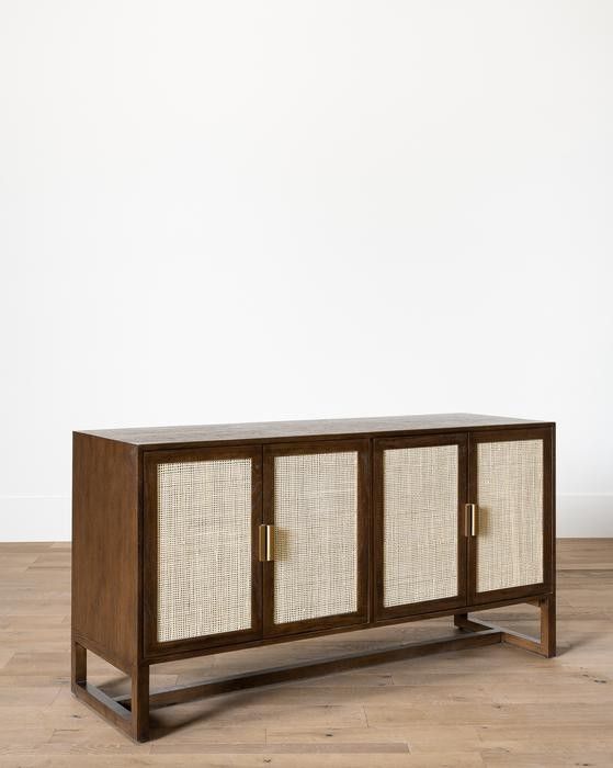Modern Sideboard – Sculptural Storage + Solid Wood + Natural Rattan