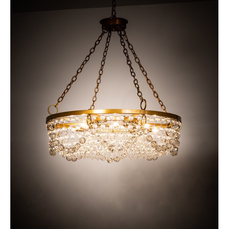 Draped Crystal Bead Ring Chandelier in Gold