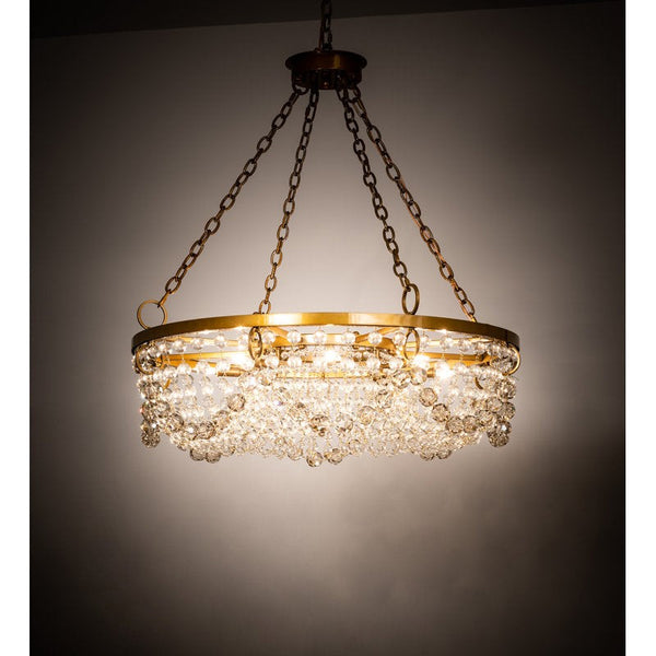 Draped Crystal Bead Ring Chandelier in Gold