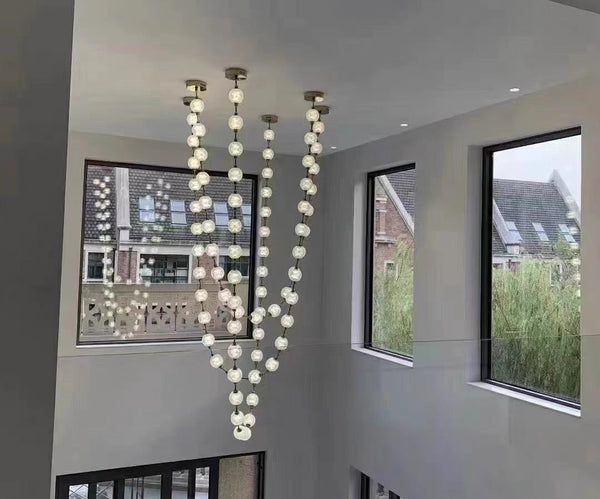 Draping Clear Glass Sphere Strand Chandelier