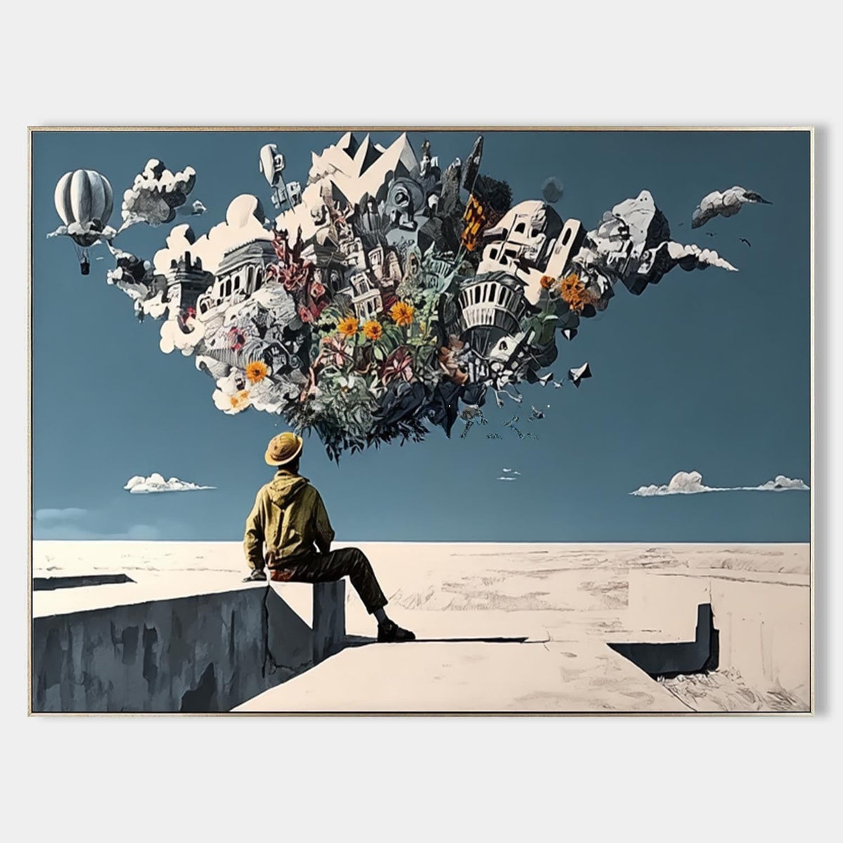 Dreamer Beneath a Floating City