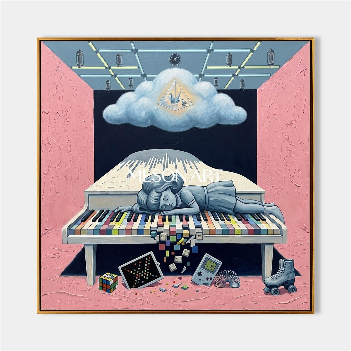 Dreaming Girl on Rainbow Piano