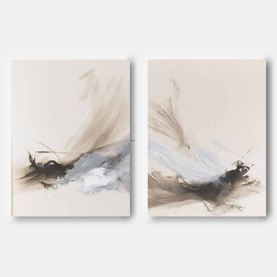 Drifting Ink and Mist Diptych