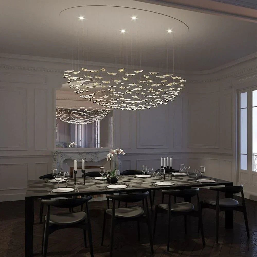 Drifting Porcelain Leaf Cluster Chandelier