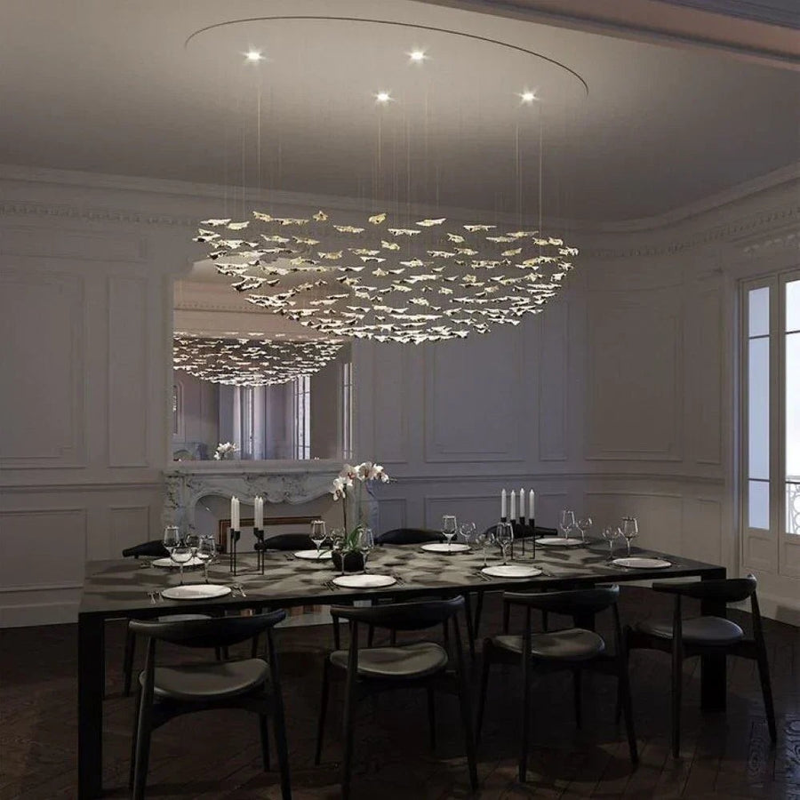 Drifting Porcelain Leaf Cluster Chandelier