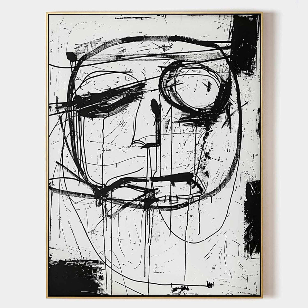 Dripping Ink Face in Black and White