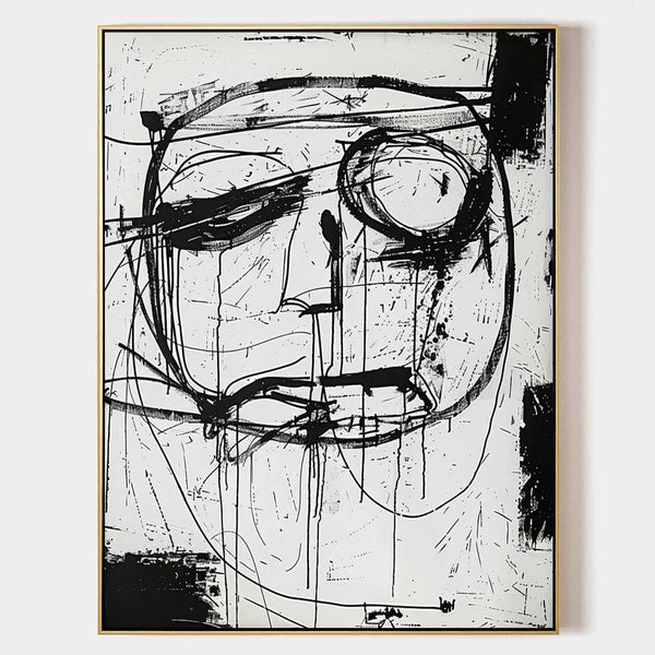 Dripping Ink Face in Black and White