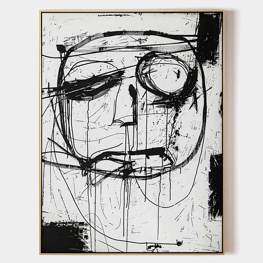 Dripping Ink Face in Black and White