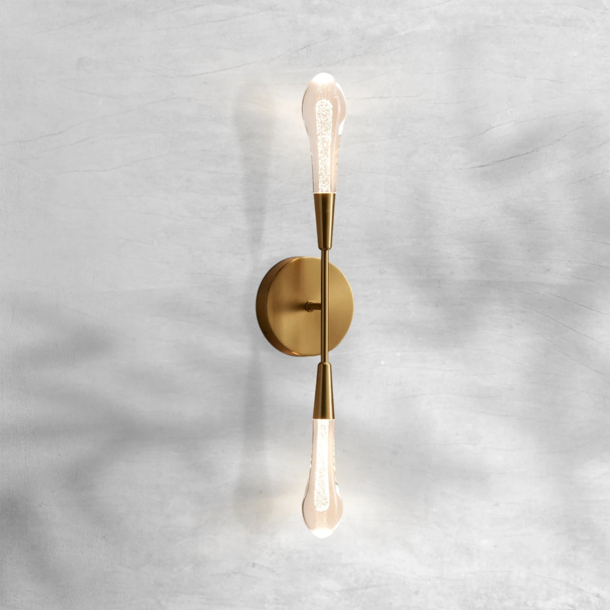 Drooping Steel Arm Seeded Glass Globe Wall Sconce