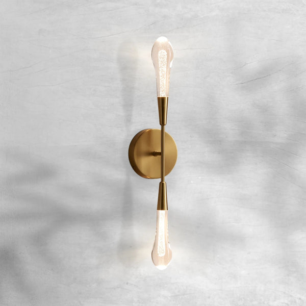 Drooping Steel Arm Seeded Glass Globe Wall Sconce