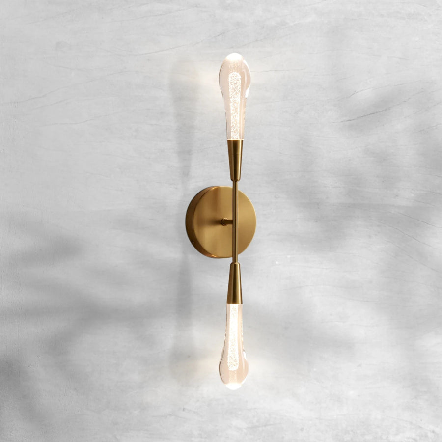 Drooping Steel Arm Seeded Glass Globe Wall Sconce