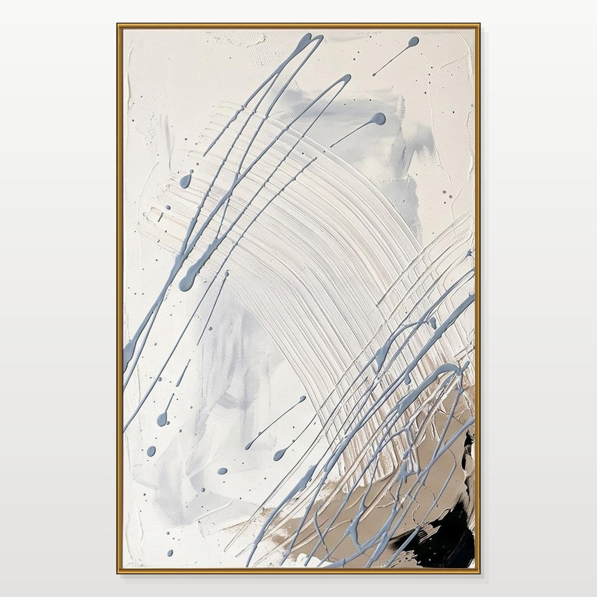 Dusty Blue Drips on Ivory Arcs