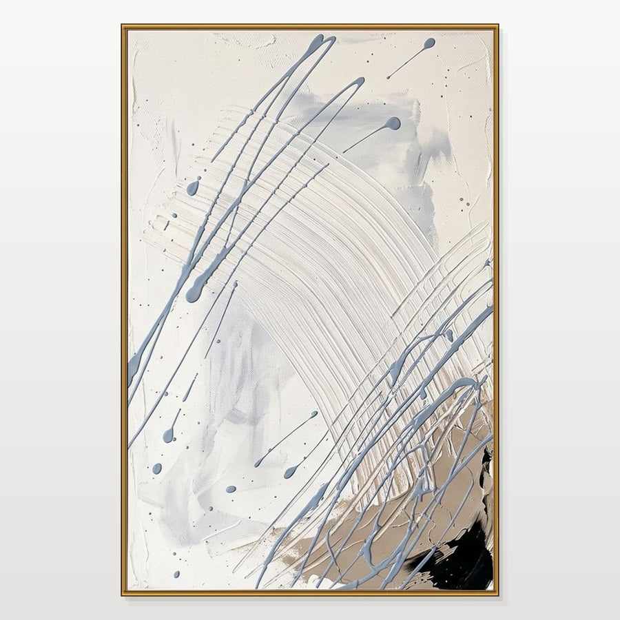 Dusty Blue Drips on Ivory Arcs