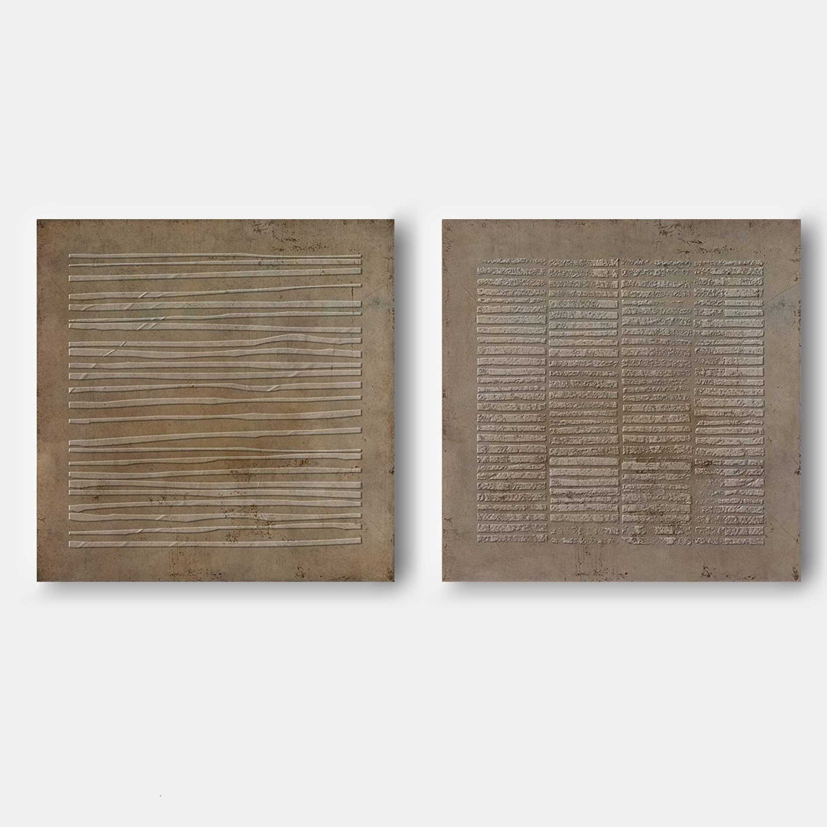 Earthen Lines Textured Relief Diptych