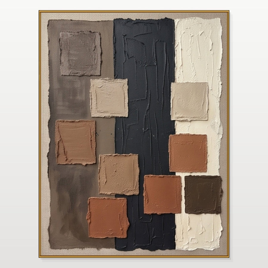 Earthen Squares on Charcoal and Cream