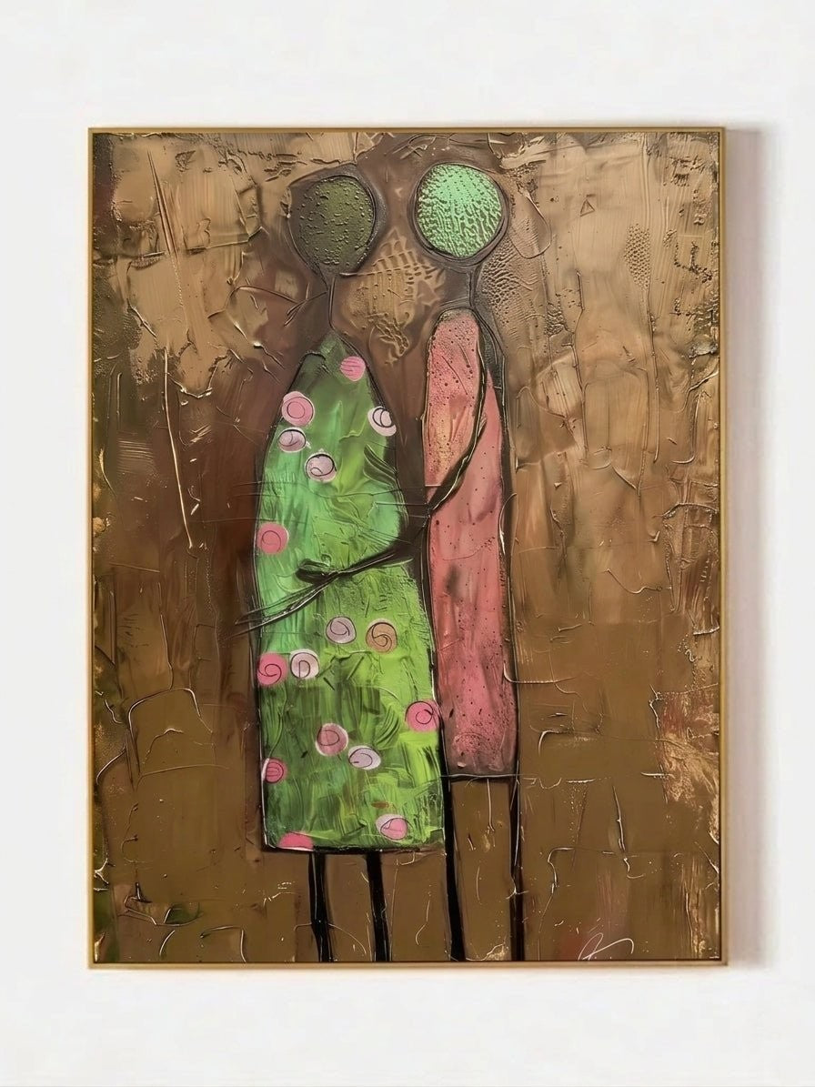 Earthy Brown & Sage Green Expressionist Wall Art