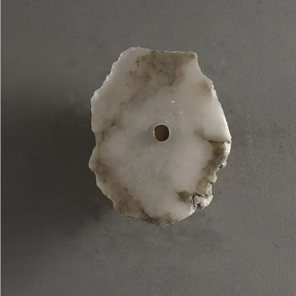Edge-Lit Marble Disc and Brass Wall Sconce