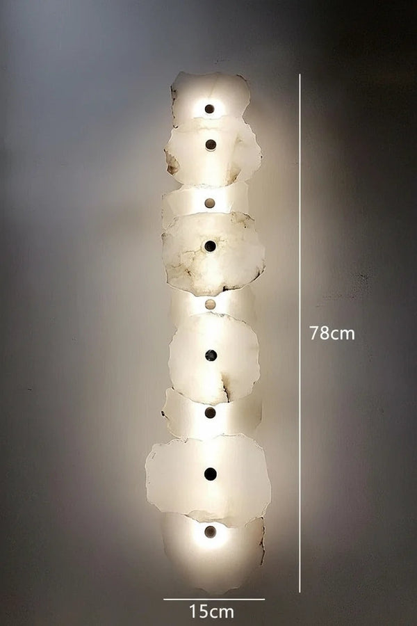Edge-Lit Marble Disc and Brass Wall Sconce