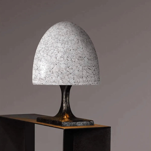 Eggshell Textured Dome and Brass Table Lamp