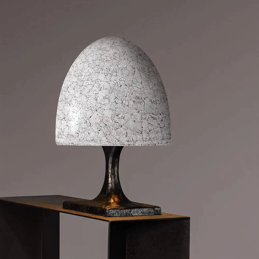Eggshell Textured Dome and Brass Table Lamp