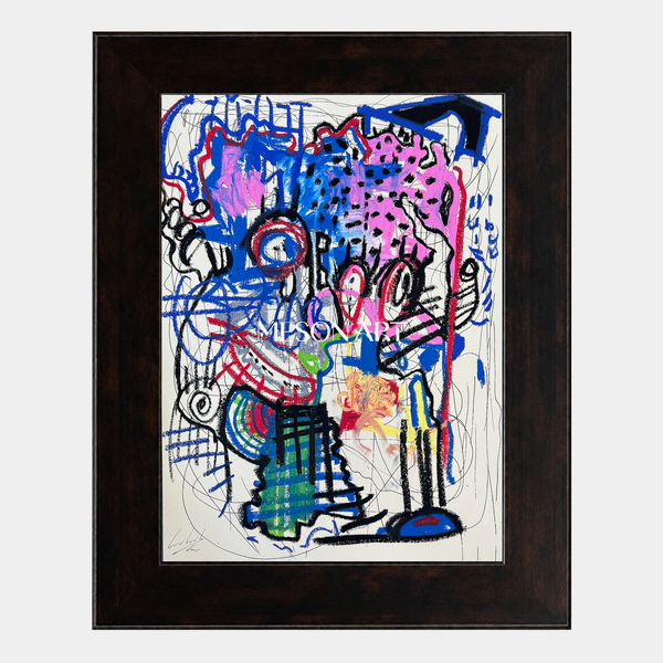 Electric Blue and Pink Scribbled Figure