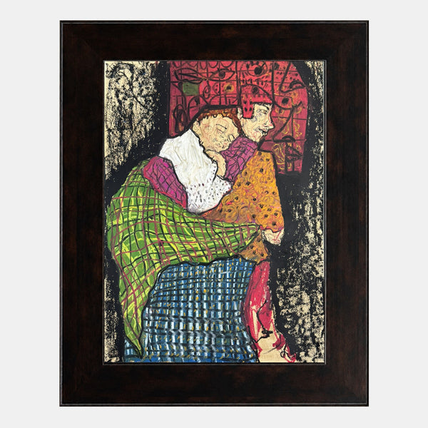 Embrace in Plaid and Crimson