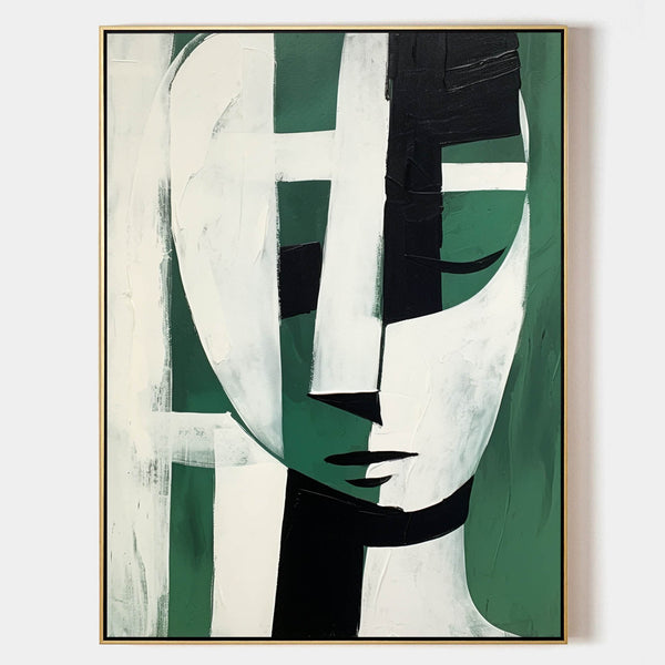Emerald Abstract Face in Black and White