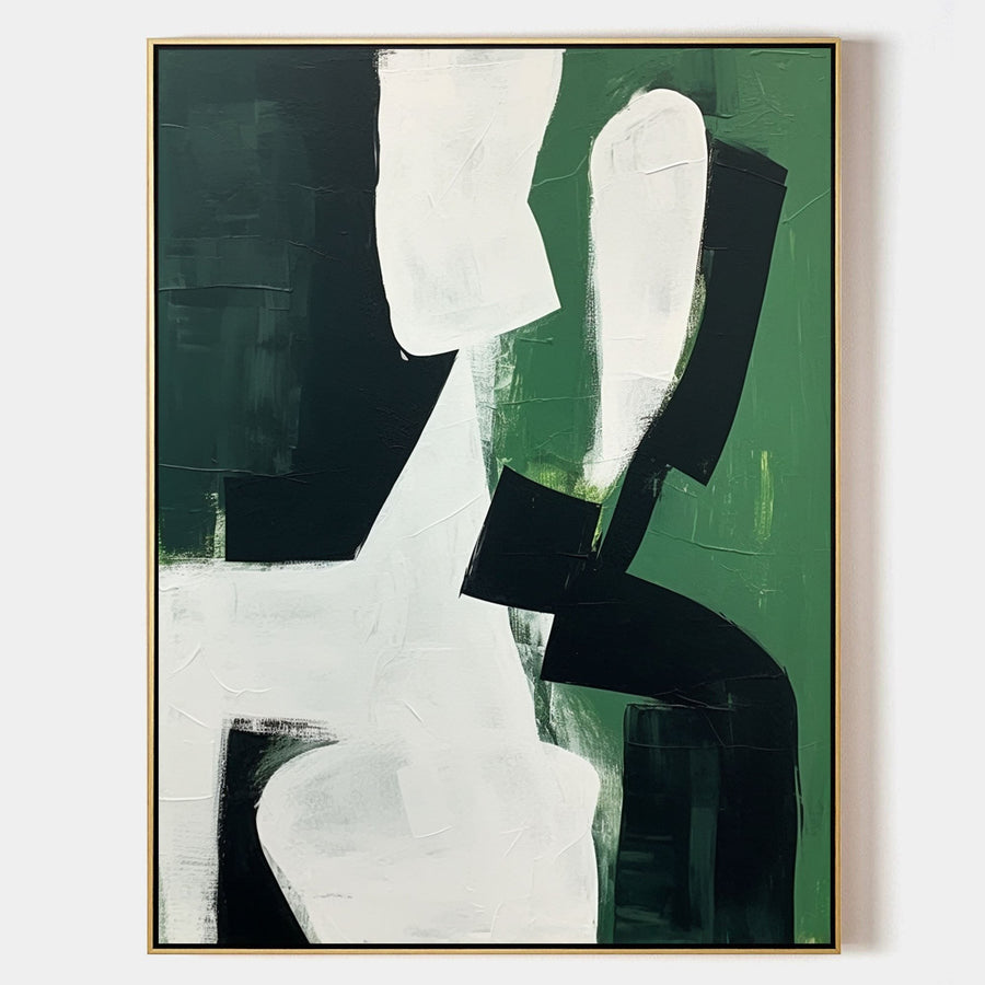 Emerald and Ivory Figure Abstract