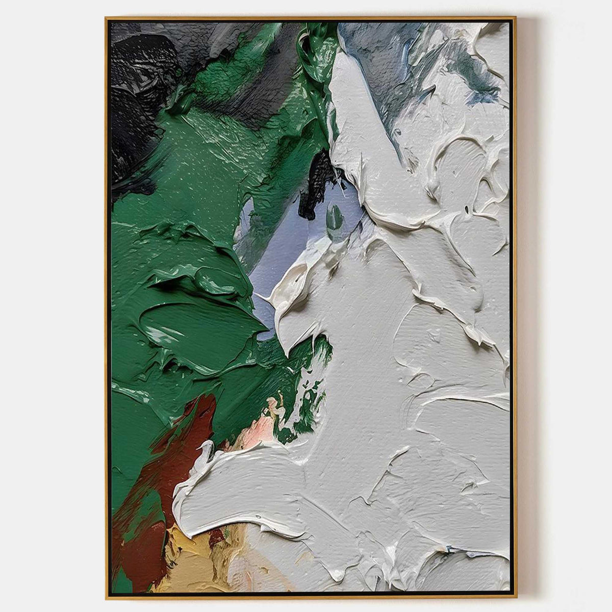 Emerald and Ivory Sculpted Abstract