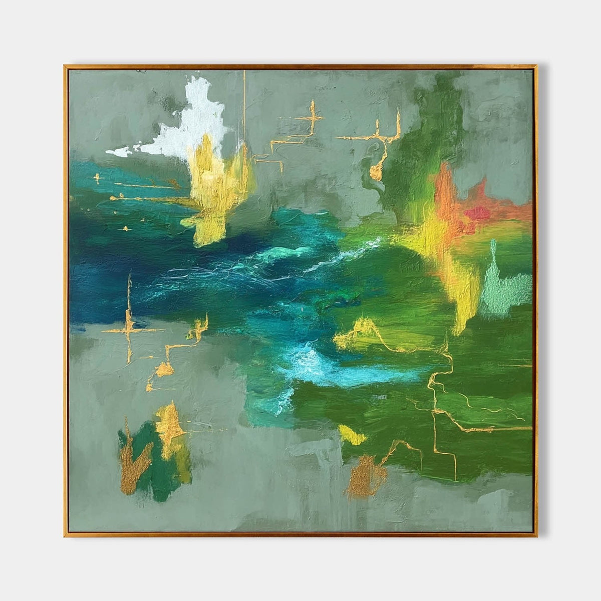 Emerald Currents with Gold Traces