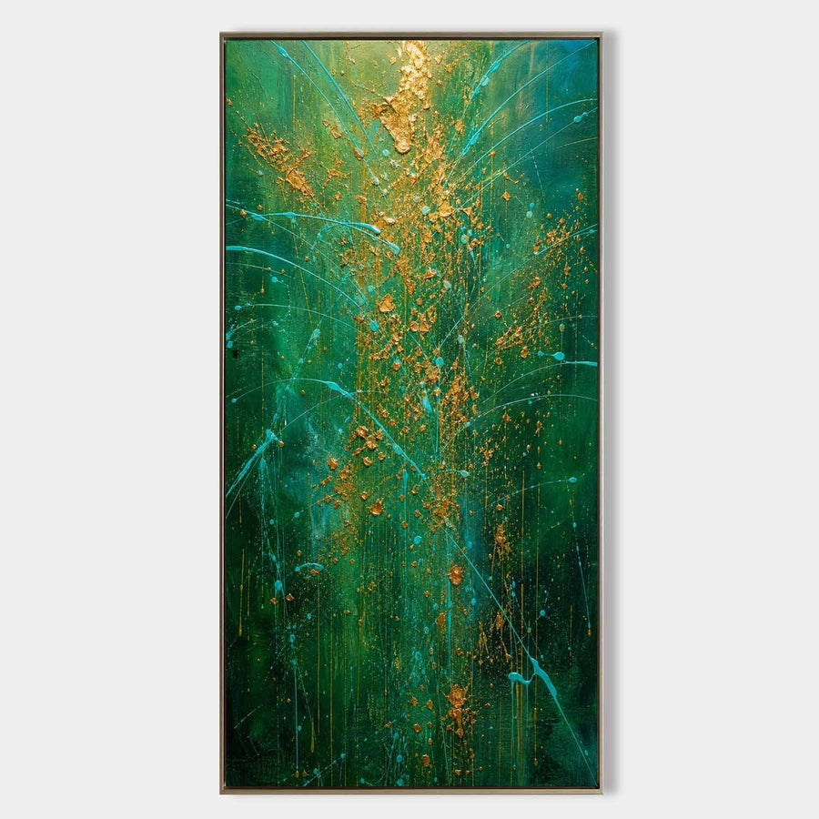 Emerald Depths with Gold Rain