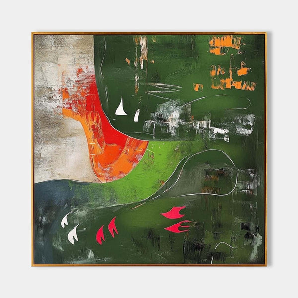 Emerald Field with Coral Flame