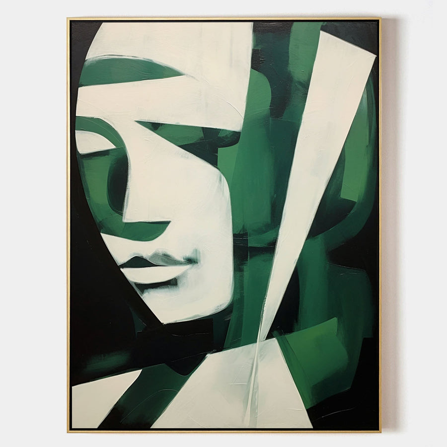 Emerald Fragmented Portrait in Cream