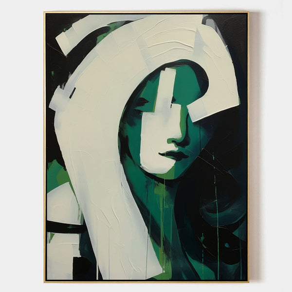 Emerald Portrait in Ivory Arcs