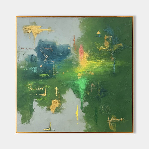 Emerald Reflections with Gold Leaf Accents